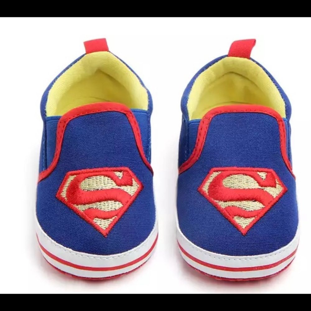 SuperMan Baby Shoes 6-12 Months Blue Cloth